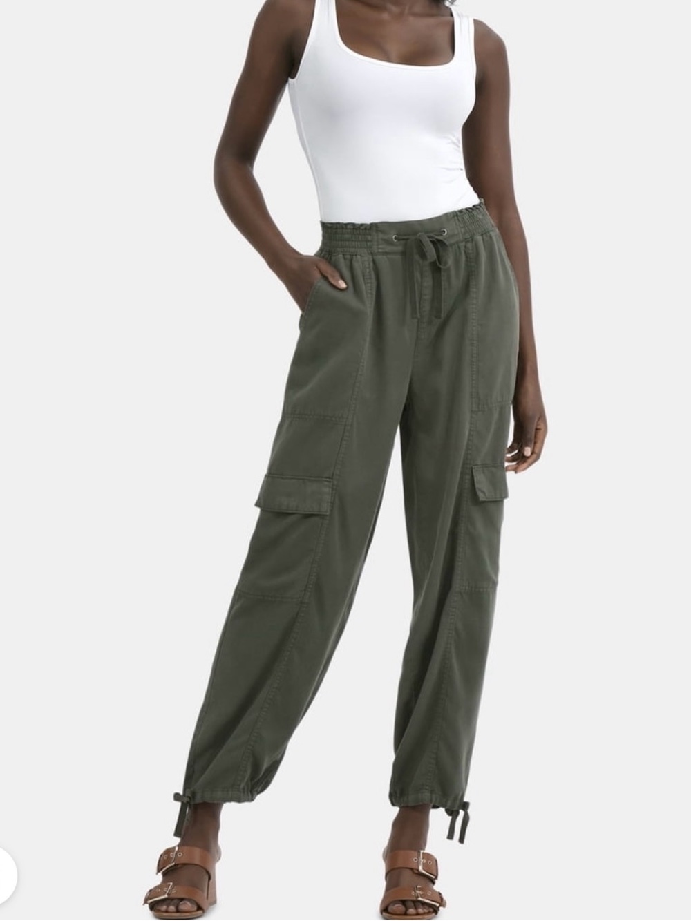 Time and Tru Olive Utility Jogger Pants size L (12-14)